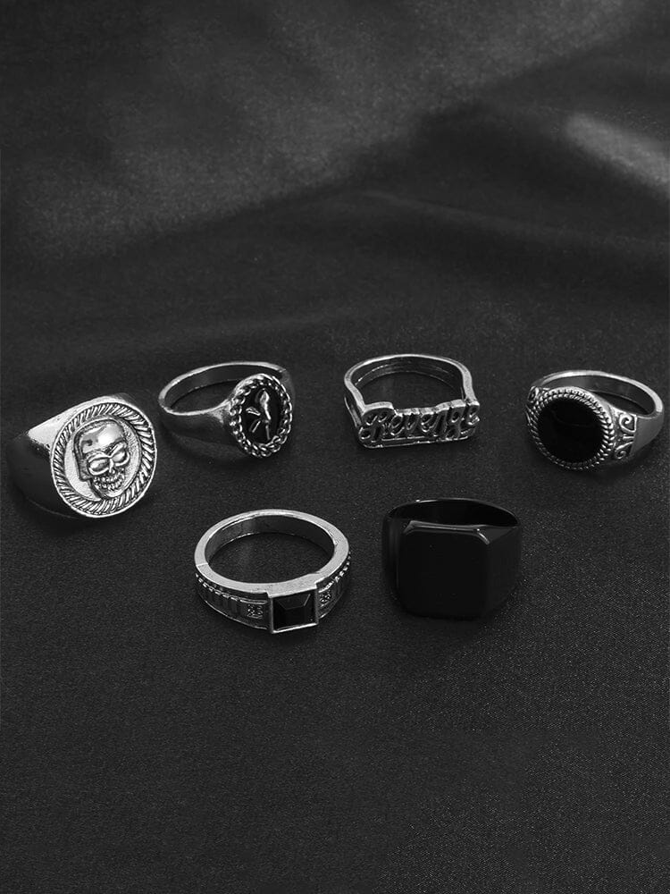 Set di 6 Anelli a Teschio Impilabili
