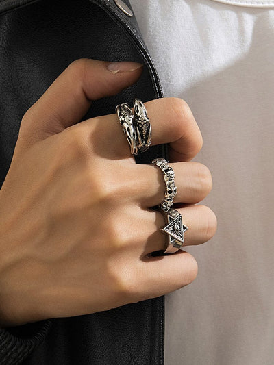 Set di 3 Anelli Gotici con Design di Occhio Maligno