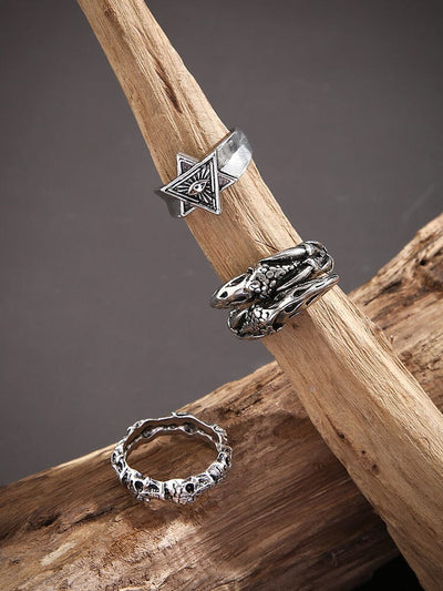 Set di 3 Anelli Gotici con Design di Occhio Maligno