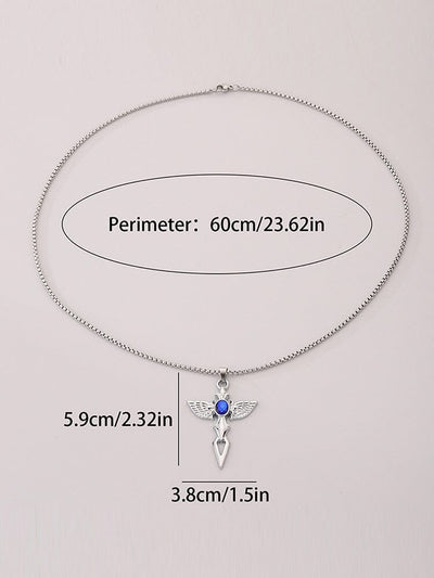 Collana con Ciondolo a Croce e Ali Angeliche