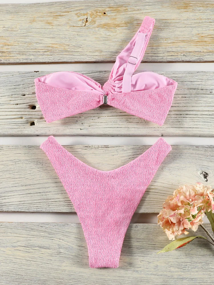 Set Bikini a Spalla Unica con Copertura