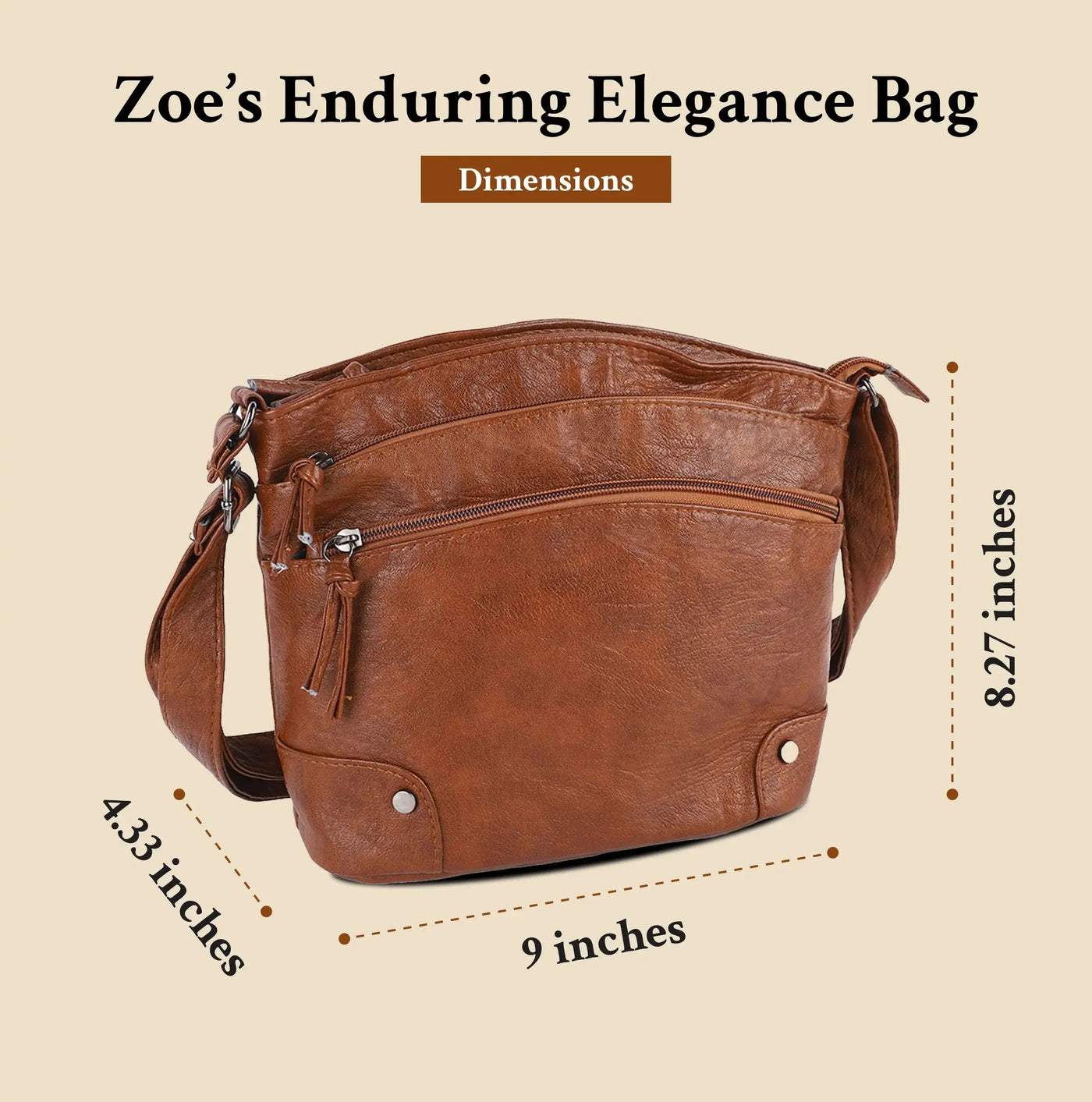 Zoes zeitlose Eleganz | Leder Schultertasche