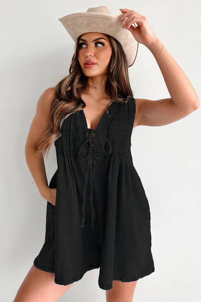 Abbey™ | Romper in Denim Leggero con Chiusura a Fiocco