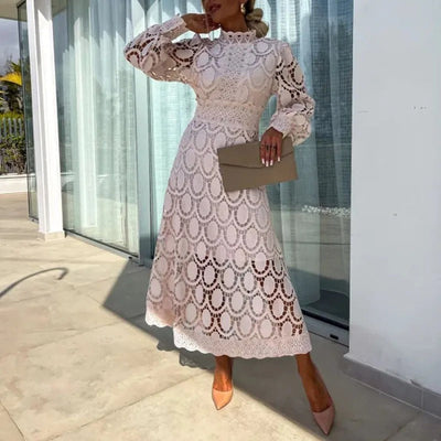 Juul™ | Abito Midi Elegante in Pizzo di Lusso