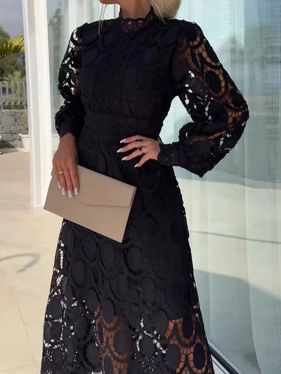 Juul™ | Abito Midi Elegante in Pizzo di Lusso