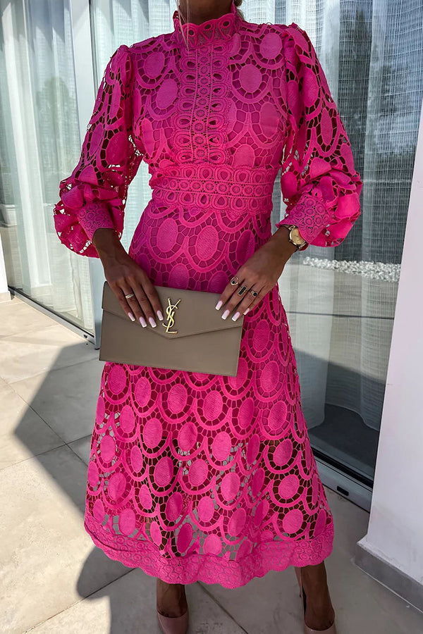 Juul™ | Abito Midi Elegante in Pizzo di Lusso