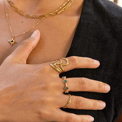 Bague enveloppante Golden Waves