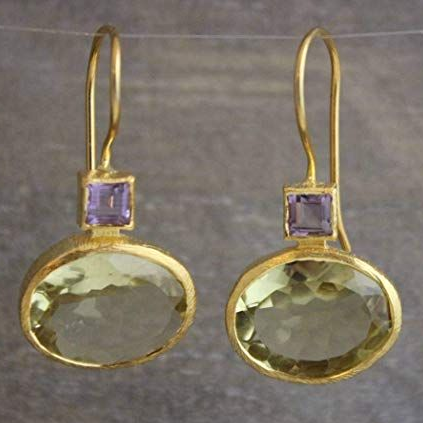 Orecchini Vintage in Oro con Cristallo Verde