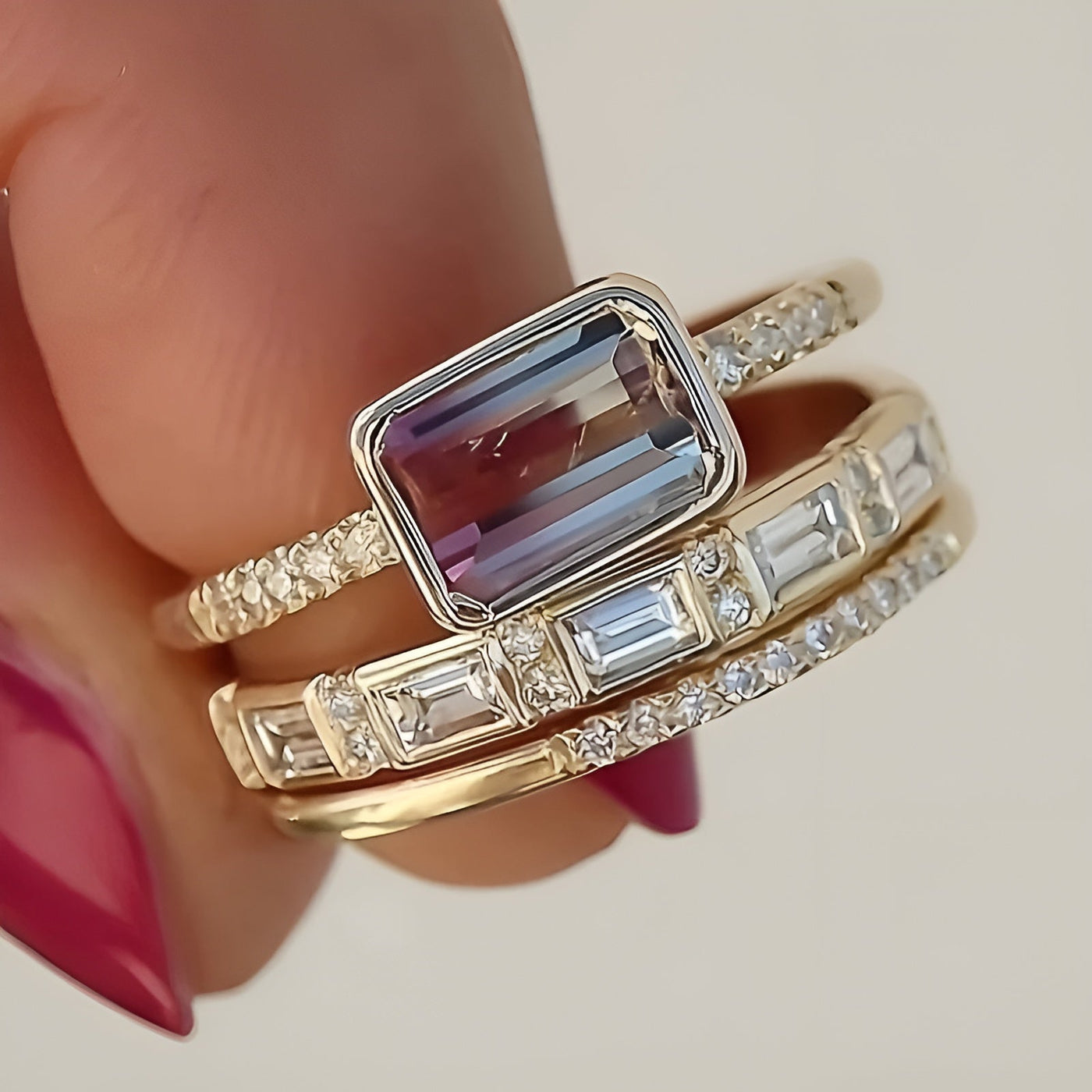 Set di anelli in vetro lucido