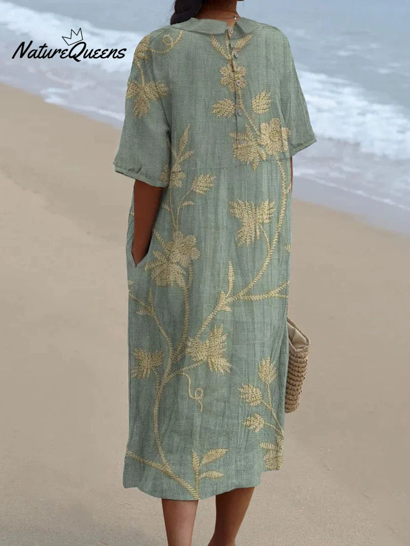 Anaëlle | Abito Floreale con Collo Peter Pan