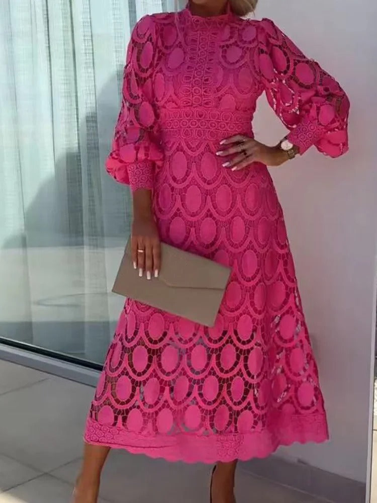 Juul™ | Abito Midi Elegante in Pizzo di Lusso