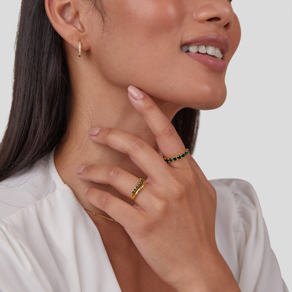 Marissa Emerald Green Layered Ring (bague superposée vert émeraude)