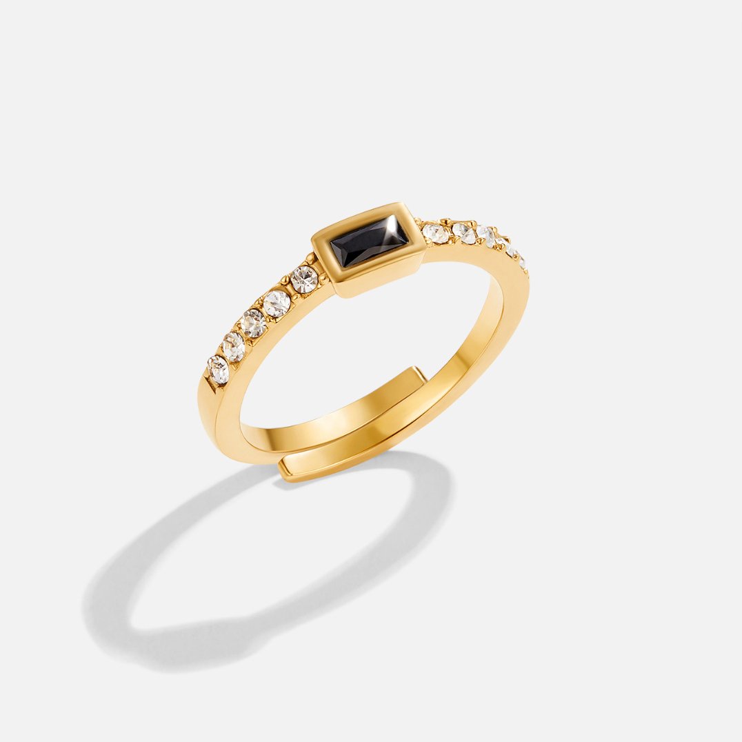 Bague en onyx et cristal noir