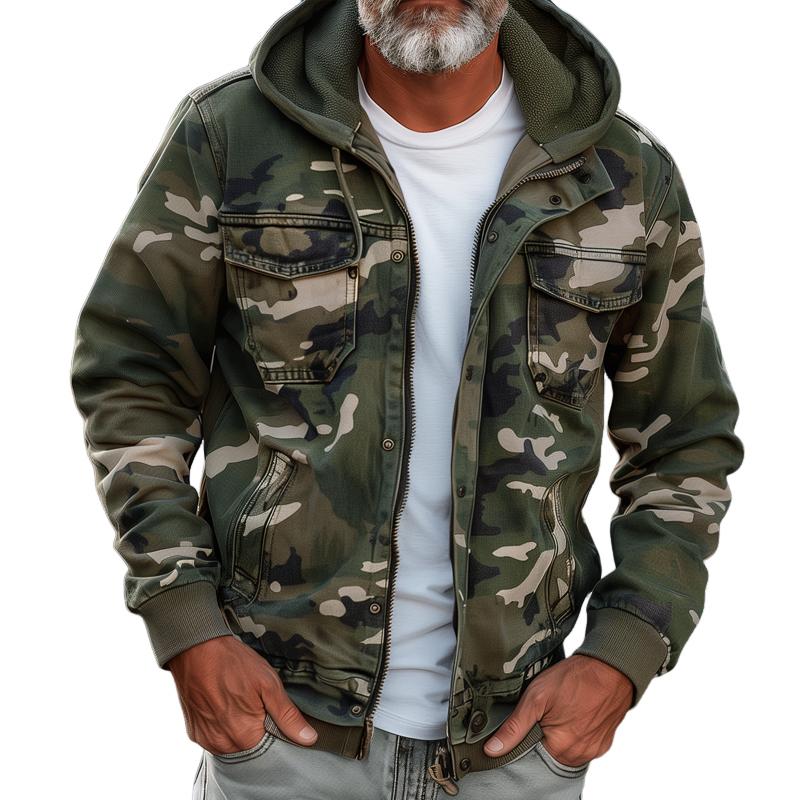 Fabian™ - Giacca Cargo Camo da Uomo con Cappuccio e Numerose Tasche