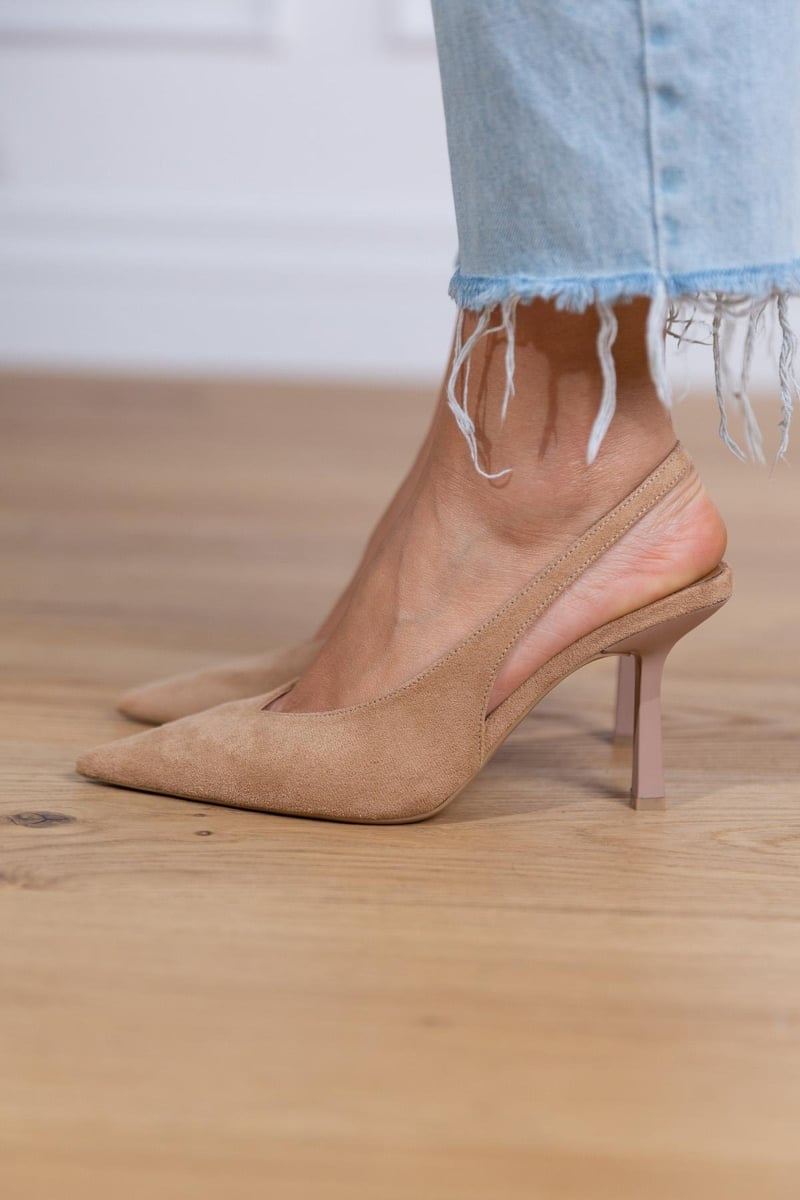 Marlena™ | Nude Slingback Heels with Slim Heel