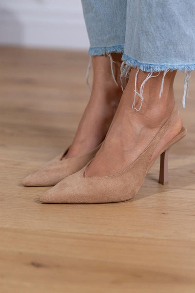 Marlena™ | Nude Slingback Heels with Slim Heel