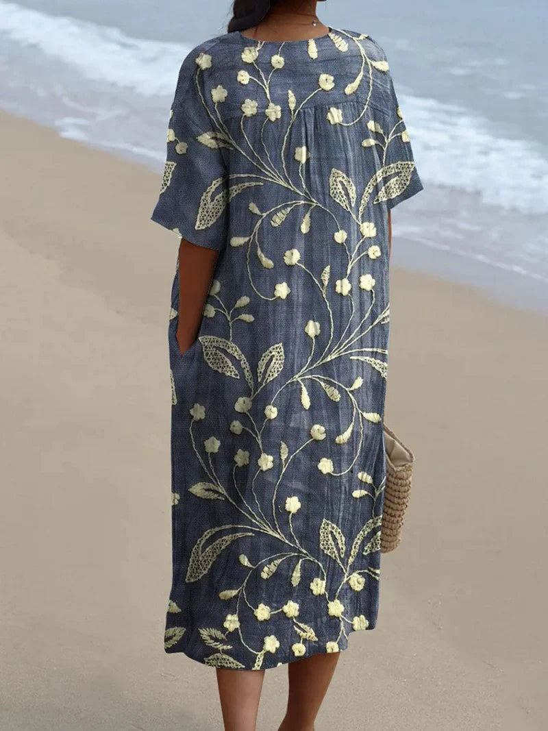 Enora | Vestito Ricamato con Motivo Floreale